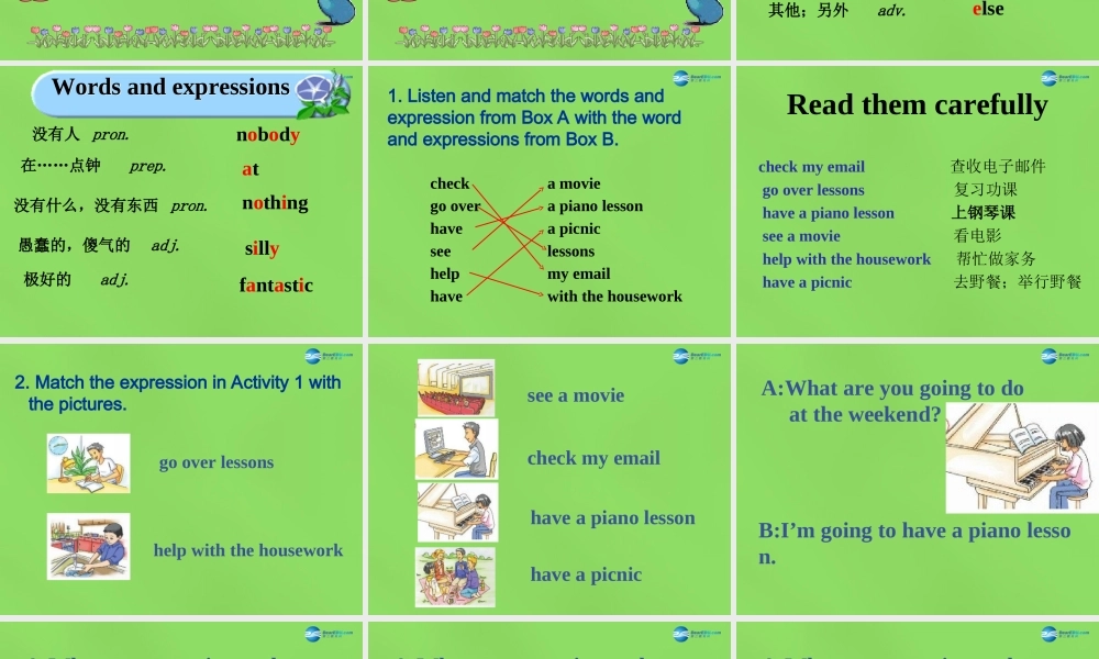 四川省华蓥市明月镇七年级英语下册 Module 3 Unit 1 What are you going to do at the weekend课件2 .ppt