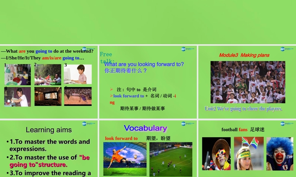 四川省华蓥市明月镇七年级英语下册 Module 3 Unit 2 We're going to cheer the players课件 .ppt