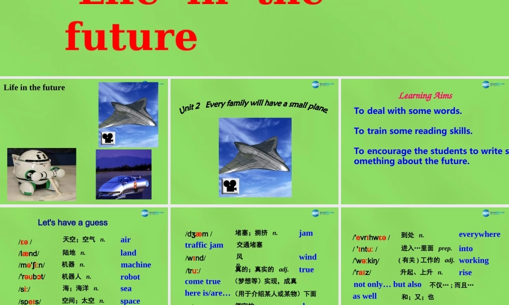 四川省华蓥市明月镇七年级英语下册 Module 4 Life in the future Unit 2 Every family will have a small plane课件2 .ppt