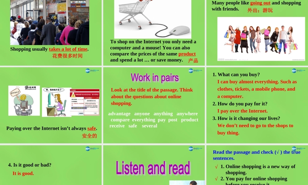 四川省华蓥市明月镇七年级英语下册 Module 5 Shopping Unit 2 You can buy everything on the Internet课件 .ppt