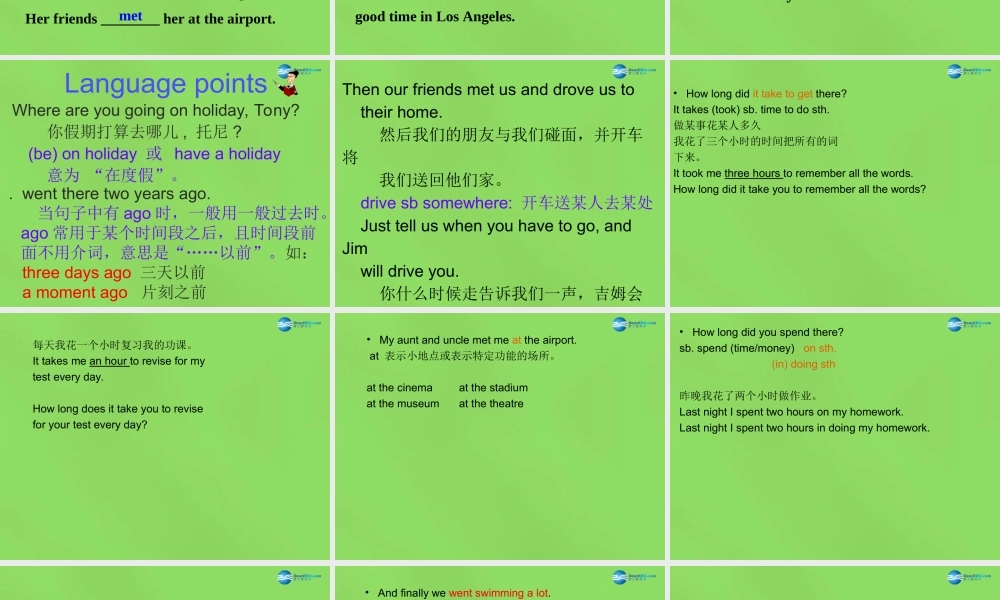 四川省华蓥市明月镇七年级英语下册 Module 10 A holiday journey Unit 1 What did you do（第2课时）课件 .ppt