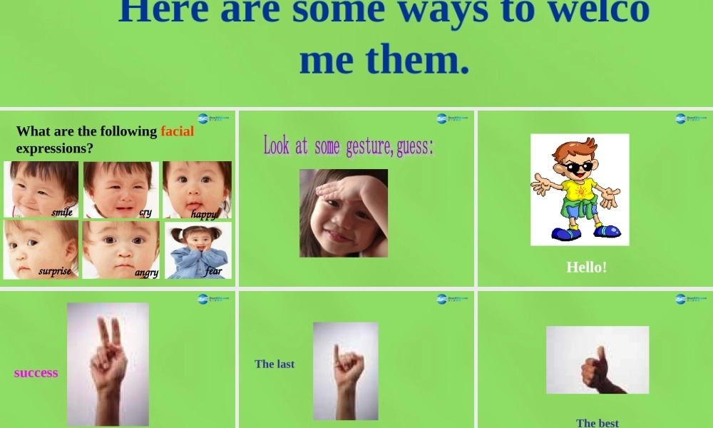 四川省华蓥市明月镇七年级英语下册 Module 11 body language Unit 2 Here are some ways to welcome them课件 .ppt