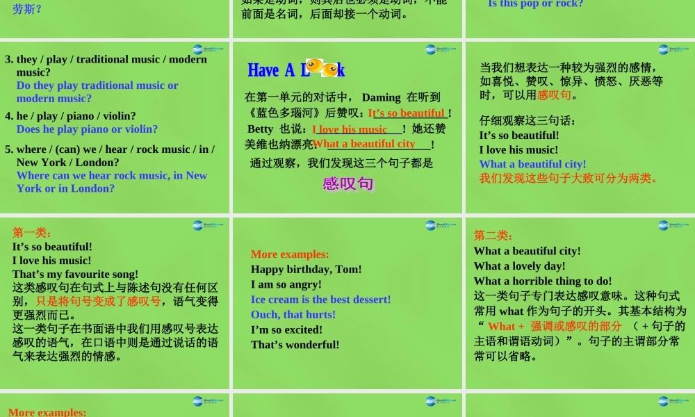 四川省华蓥市明月镇七年级英语下册 Module 12 Western music Unit 3 Language in use课件 .ppt