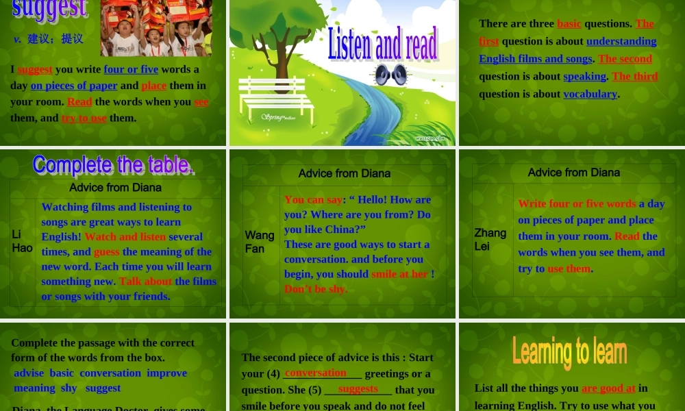 四川省华蓥市明月镇小学八年级英语上册 Module 1 Unit 2 You should smile at her课件 .ppt