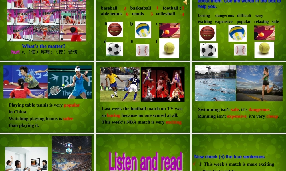 四川省华蓥市明月镇小学八年级英语上册 Module 3 Unit 1 Nothing is more exciting than playing tennis课件 .ppt