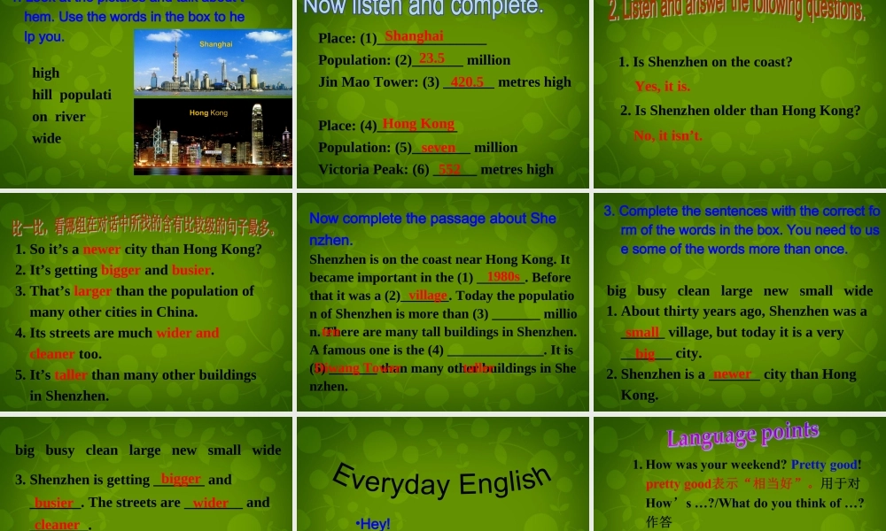 四川省华蓥市明月镇小学八年级英语上册 Module 2 Unit 1 It’s taller than many other buildings课件 .ppt