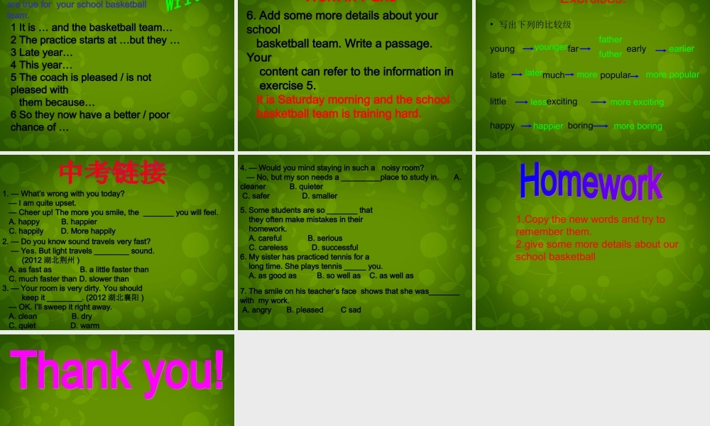 四川省华蓥市明月镇小学八年级英语上册 Module 3 Unit 2 This year we practise more carefully课件 .ppt