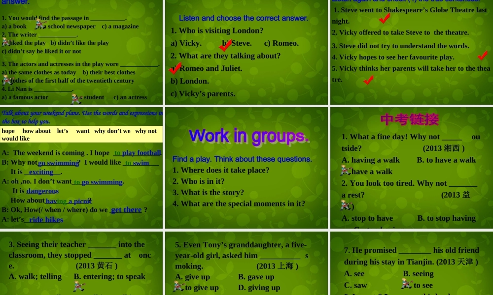 四川省华蓥市明月镇小学八年级英语上册 Module 5 Unit 3 Language in use课件 .ppt