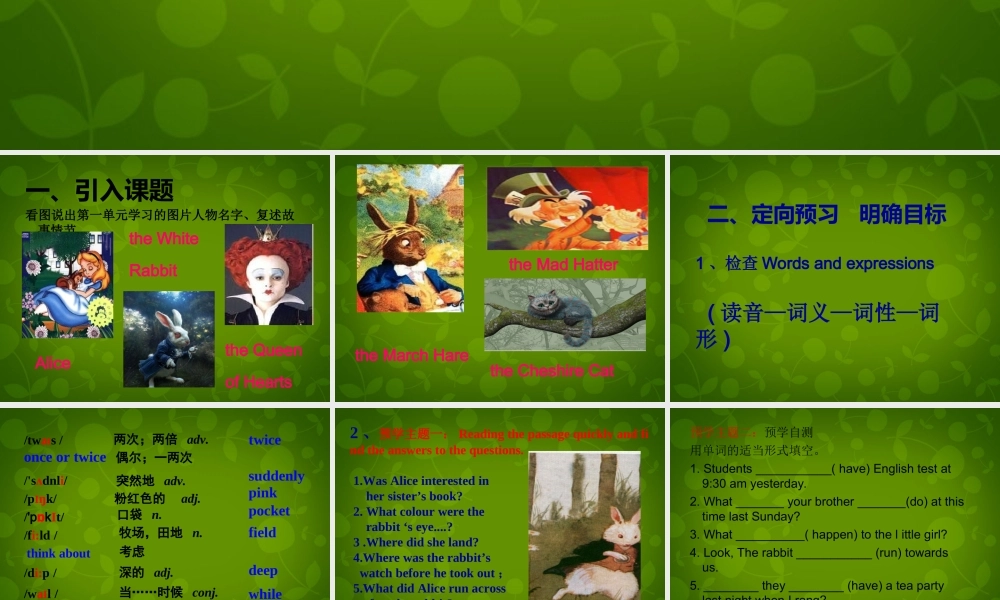 四川省华蓥市明月镇小学八年级英语上册 Module 7 Unit 2 She was thinking about her cat2课件 .ppt