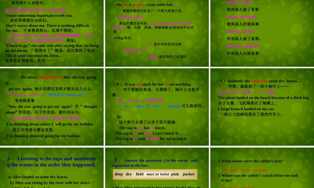 四川省华蓥市明月镇小学八年级英语上册 Module 7 Unit 2 She was thinking about her cat2课件 .ppt