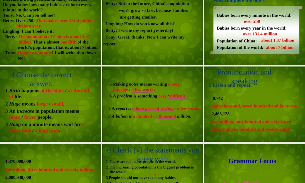 四川省华蓥市明月镇小学八年级英语上册 Module 9 Unit 1 The population of China is about 1.37 billion课件 .ppt