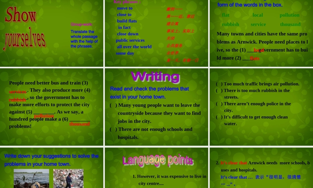 四川省华蓥市明月镇小学八年级英语上册 Module 9 Unit 2 Arnwick was a city with 200,000 people课件 .ppt