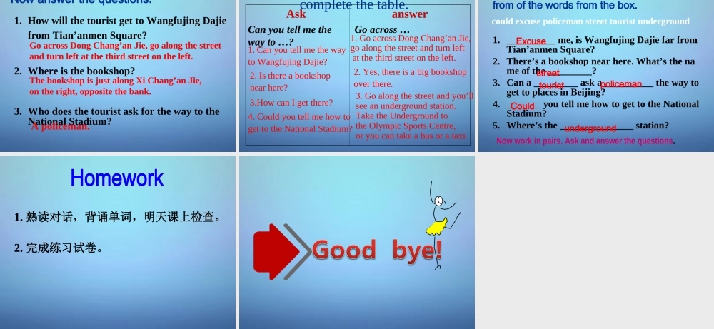 天津市宁河县造甲城中学七年级英语下册 Module 6 Unit 1 Could you tell me how to get to the National Stadium课件 .ppt