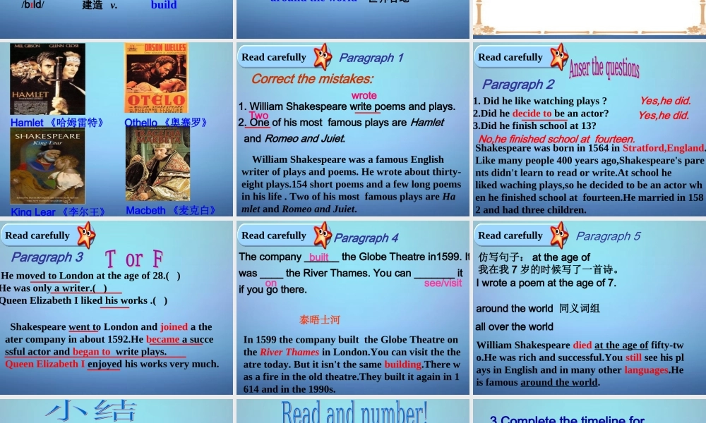 天津市宁河县造甲城中学七年级英语下册 Module 9 Unit 2 He decided to be an actor课件 .ppt