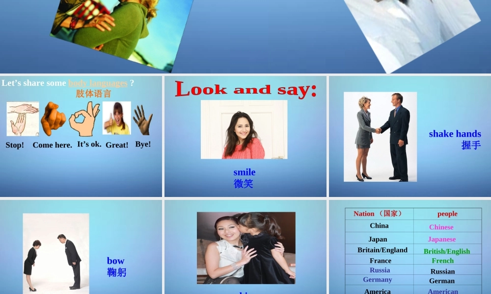 天津市宁河县造甲城中学七年级英语下册 Module 11 Unit 1 They touch noses课件 .ppt