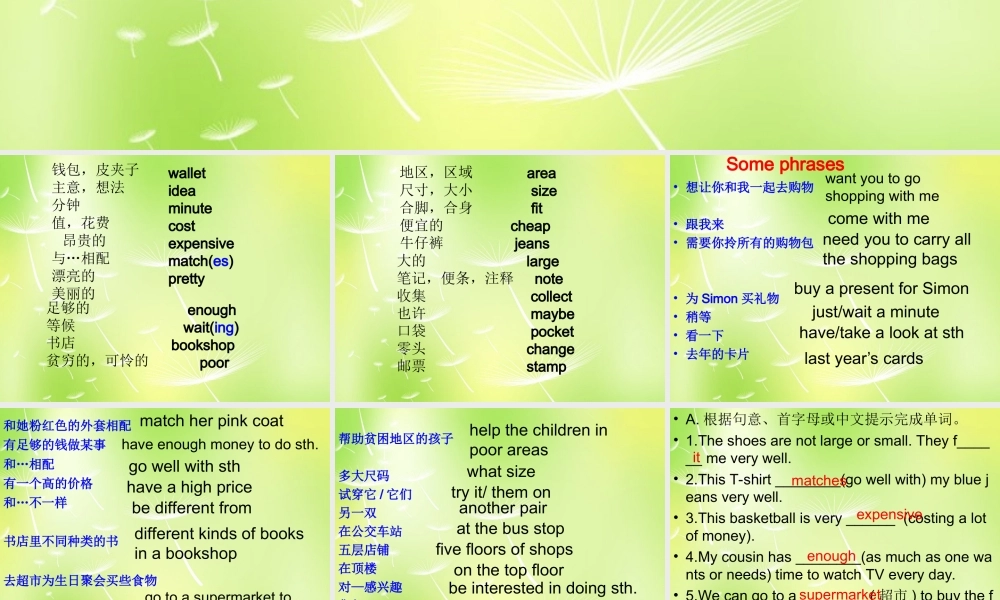 福建省福清第一中学七年级英语上册 Unit 7 Shopping课件 .ppt