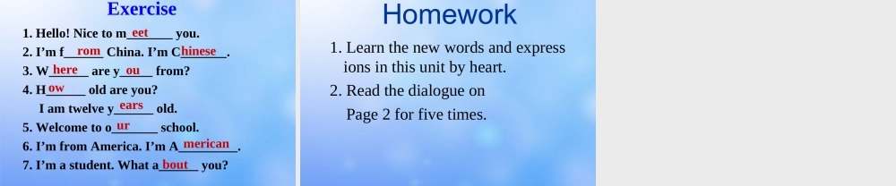 辽宁省凌海市石山初级中学七年级英语上册 Module 1 Unit 1 Nice to meet you课件 （新版）外研版.ppt