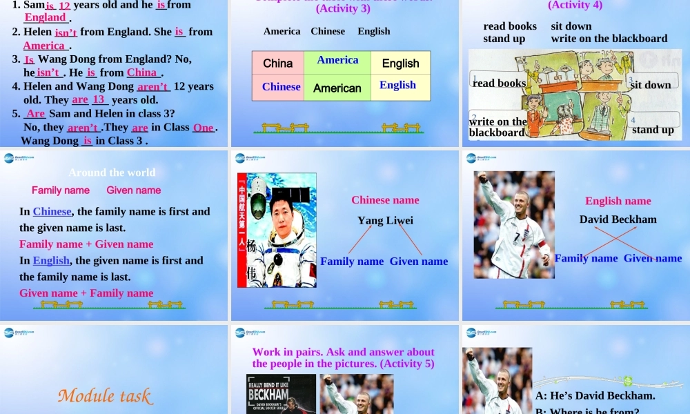 辽宁省凌海市石山初级中学七年级英语上册 Module 1 Unit 3 Language in use课件 （新版）外研版.ppt