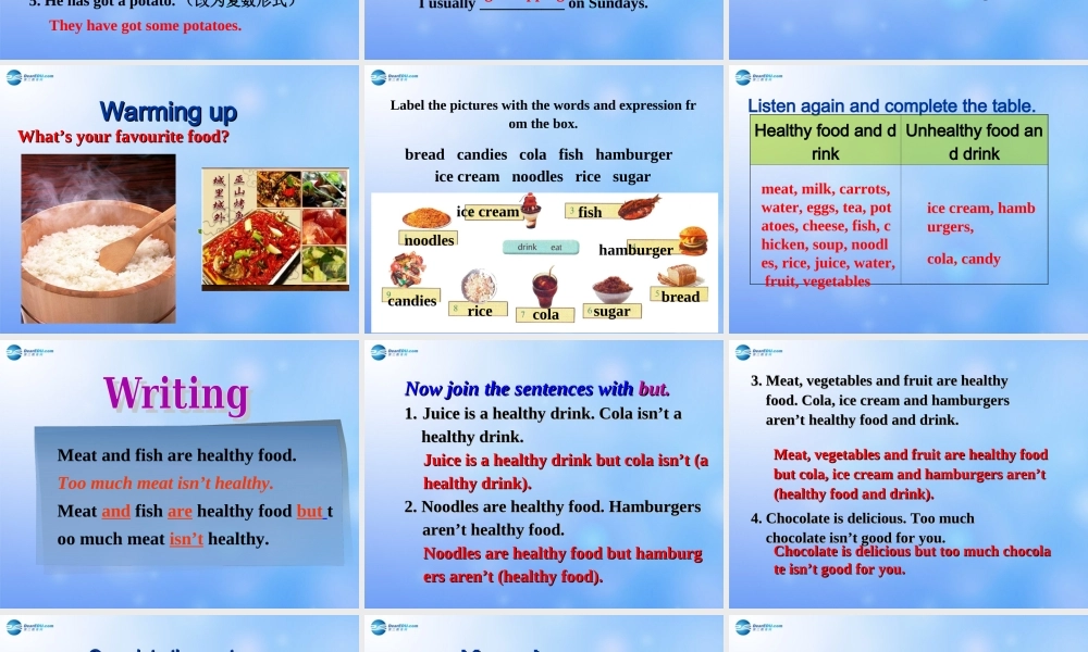 辽宁省凌海市石山初级中学七年级英语上册 Module 4 Unit 2 Is your food and drink healthy？课件 （新版）外研版.ppt