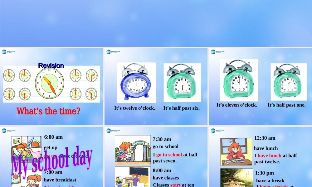 辽宁省凌海市石山初级中学七年级英语上册 Module 5 Unit 2 We start work at nine o’clock课件 （新版）外研版.ppt