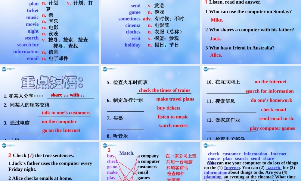 辽宁省凌海市石山初级中学七年级英语上册 Module 7 Unit 2 When do you use a computer？课件 （新版）外研版.ppt