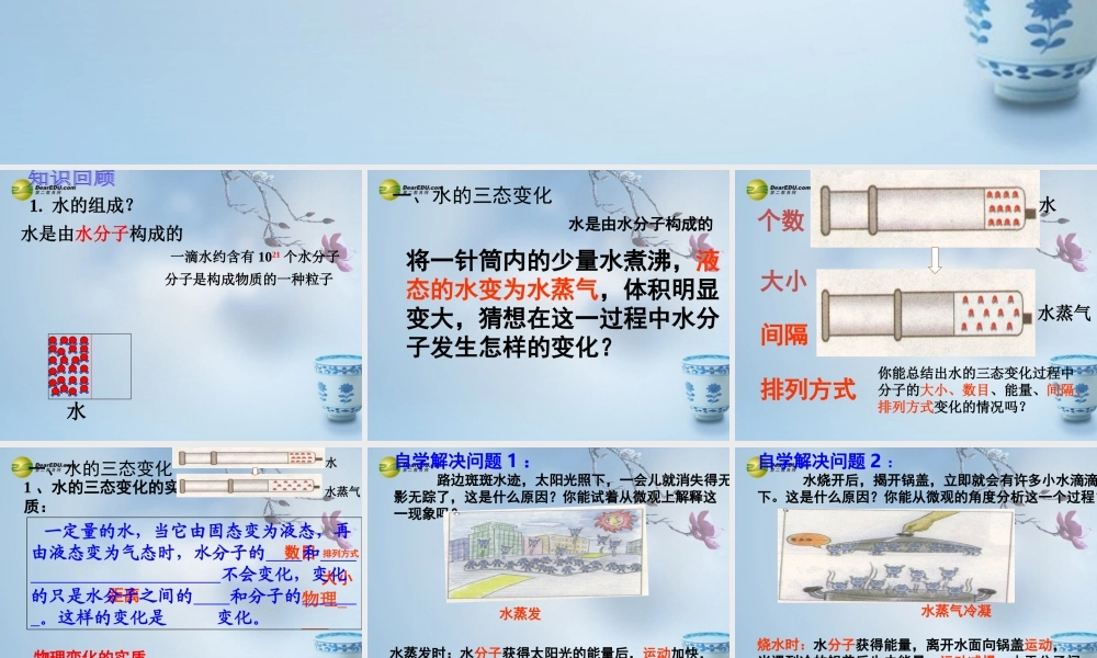 鲁教初中化学九上《2第1节 运动的水分子》PPT课件 (1).ppt