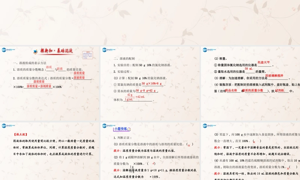 鲁教初中化学九上《3第2节 溶液组成的定量表示》PPT课件 (2).ppt