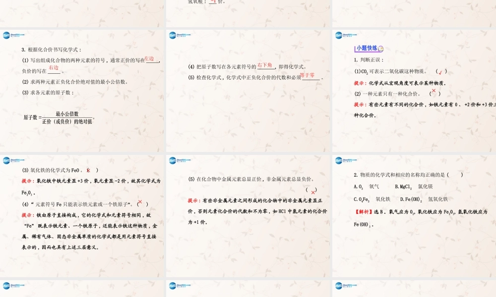 鲁教初中化学九上《4第2节 化学式与化合价》PPT课件 .ppt