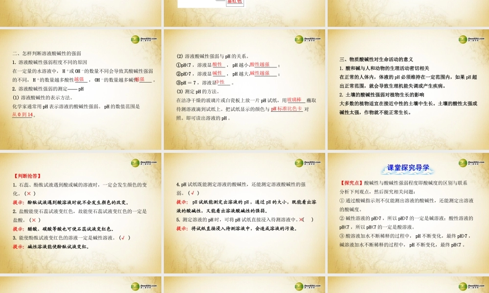 鲁教初中化学九下《7第3节 溶液的酸碱性》PPT课件 (1).ppt