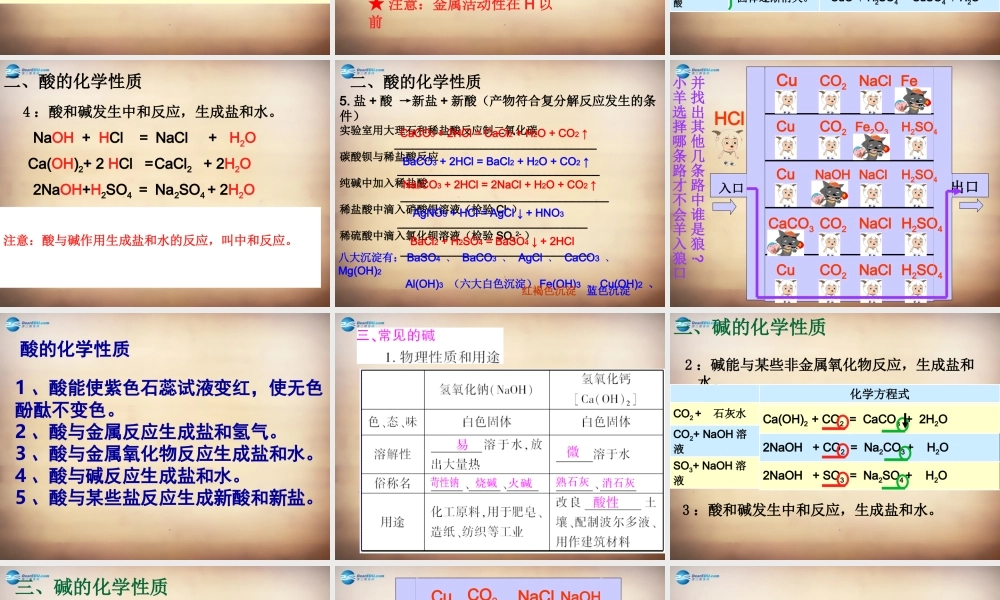 鲁教初中化学九下《7第7单元 常见的酸和碱》PPT课件 (1).ppt