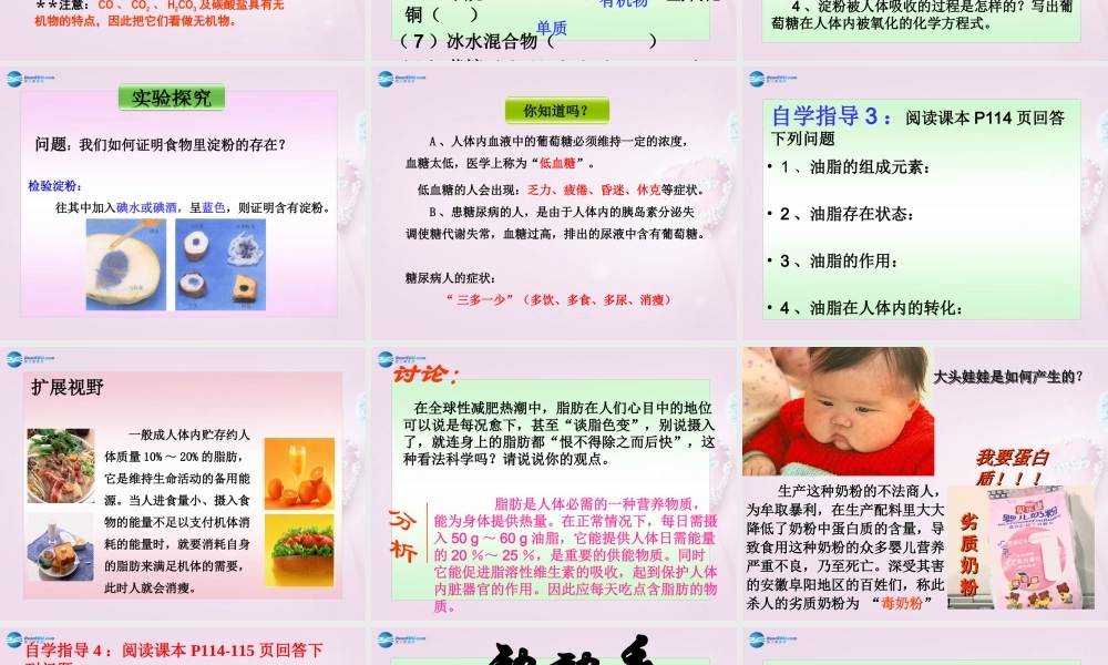 鲁教初中化学九下《10第1节 食物中的有机物》PPT课件 (3).ppt