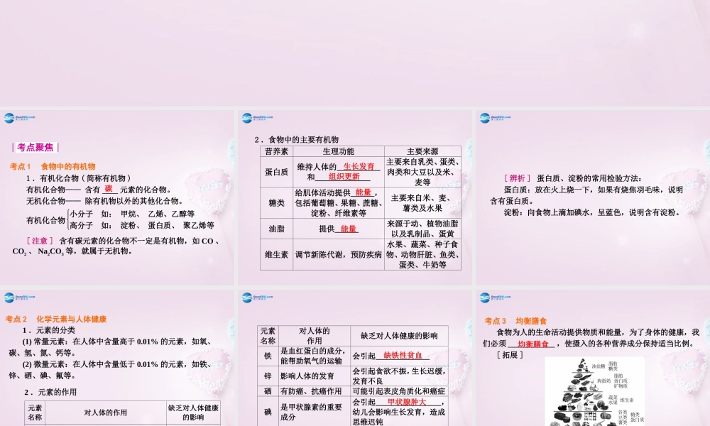 鲁教初中化学九下《10第10单元 化学与健康》PPT课件.ppt