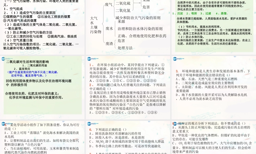 鲁教初中化学九下《11第11单元 化学与社会发展》PPT课件 (1).ppt