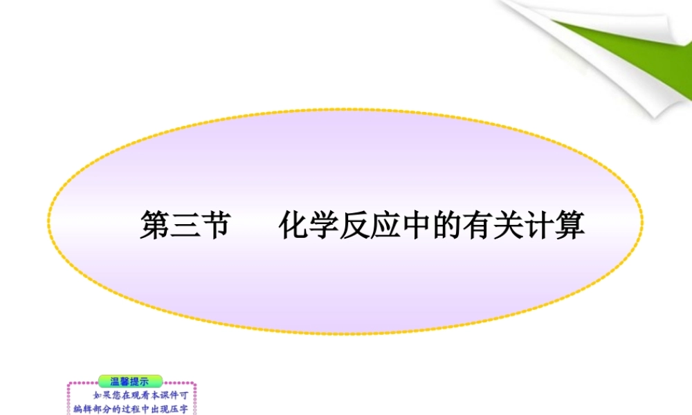 鲁教五四制初中化学八下《5第3节 化学反应中的有关计算》PPT课件 (1).ppt