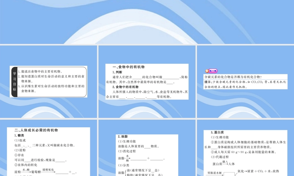 鲁教五四制初中化学九下《11.1 食物中的有机物》PPT课件 (1).ppt