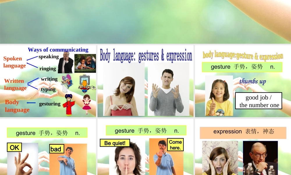 牛津深圳版八年级英语下册《Unit 2 Body language》课件：Words.ppt