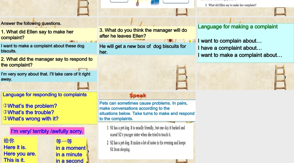 牛津深圳版八年级英语下册《Unit 6 Pets》课件：listening and speaking.ppt