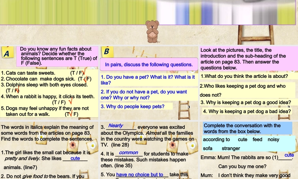 牛津深圳版八年级英语下册《Unit 6 Pets》课件：Reading.ppt