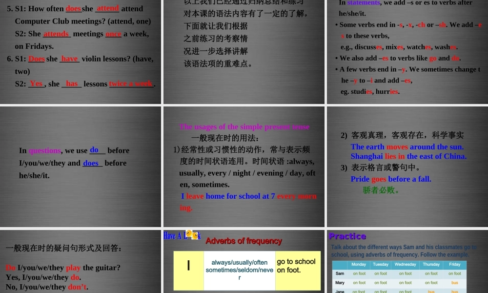 牛津深圳初中英语七上Unit 2《Daily life Grammar》课件 .ppt