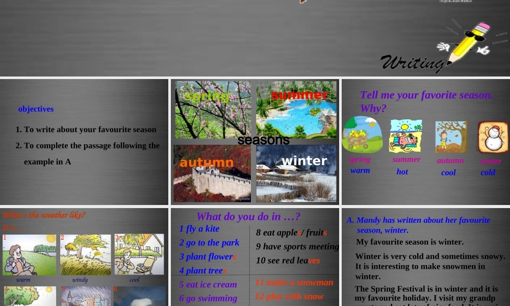 牛津深圳初中英语七上Unit 4《Seasons Writing》课件 .ppt