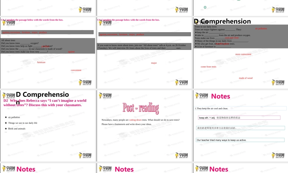 牛津深圳初中英语七下《Module2 Unit 4 Save the trees.》PPT课件period 2 Reading.ppt