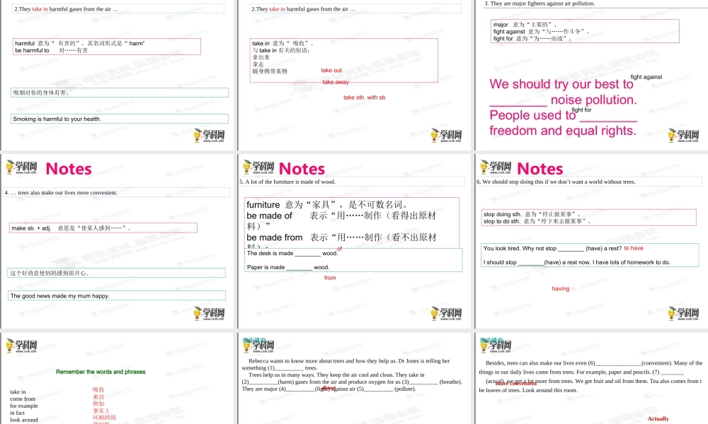 牛津深圳初中英语七下《Module2 Unit 4 Save the trees.》PPT课件period 2 Reading.ppt