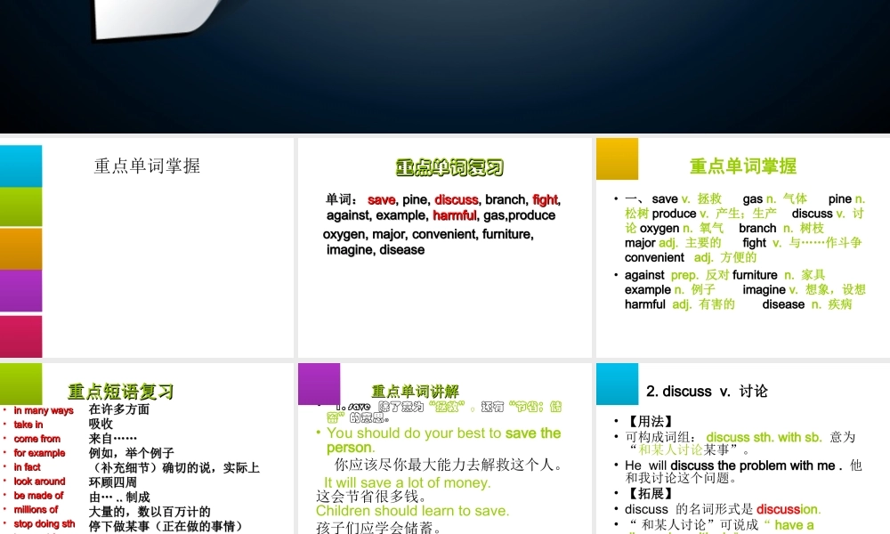 牛津深圳初中英语七下《Module2 Unit 4 Save the trees.》PPT课件复习（共34张PPT）.ppt