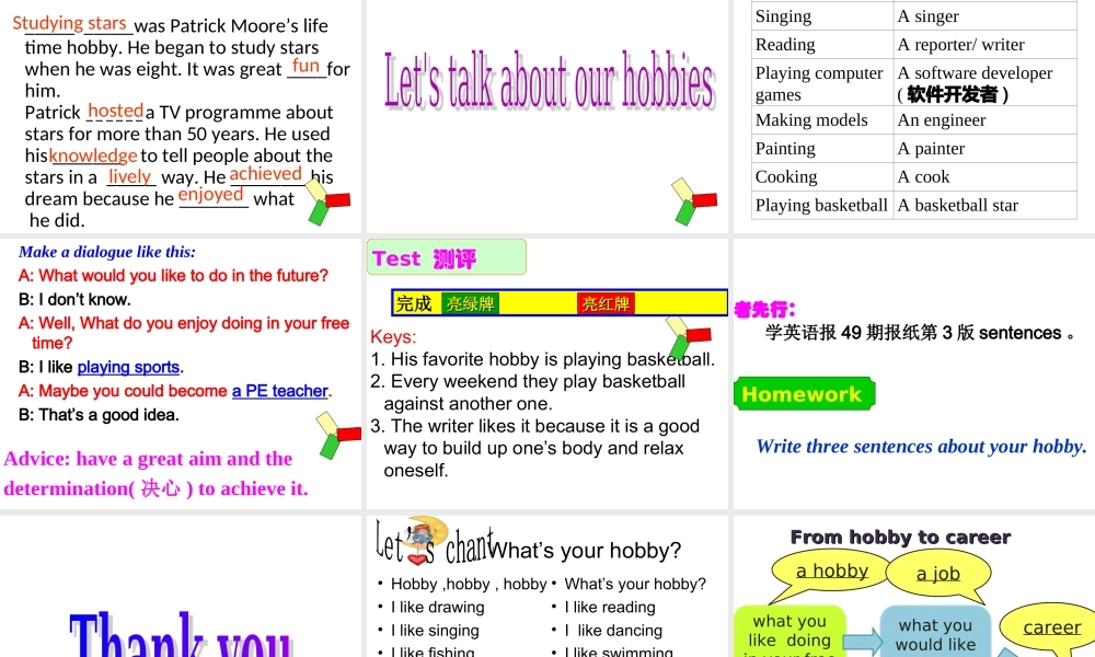 牛津深圳初中英语七下《Module4 Unit 8 From hobby to career》PPT课件.ppt