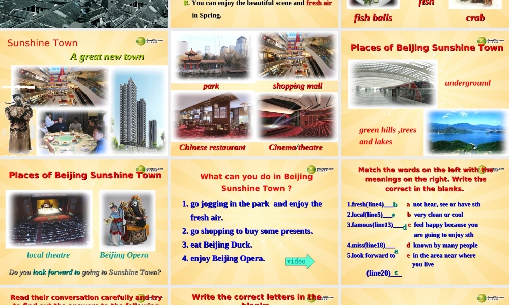 牛津译林初中英语七下Unit 3 Welcome to Sunshine Town Reading课件 .ppt