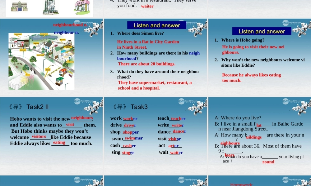 牛津译林初中英语七下 Unit 2 Neighbours》Welcome to the unit课件 .ppt