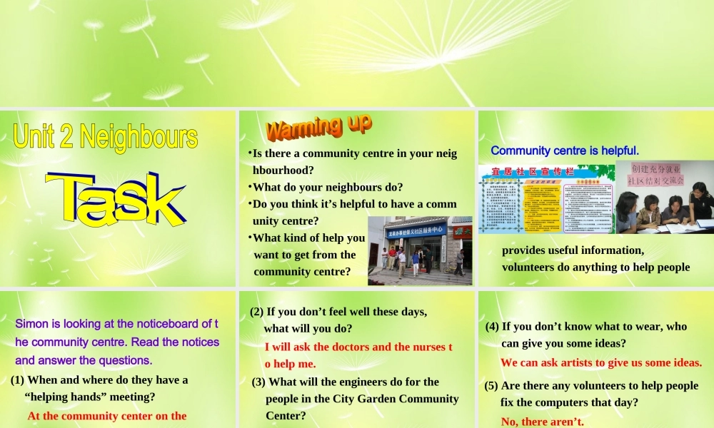 牛津译林初中英语七下 Unit 2 Neighbours Task课件 .ppt