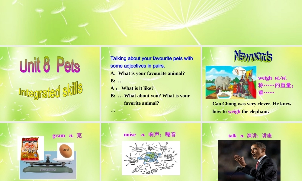 牛津译林初中英语七下 Unit 8 Pets Integrated skills课件 .ppt