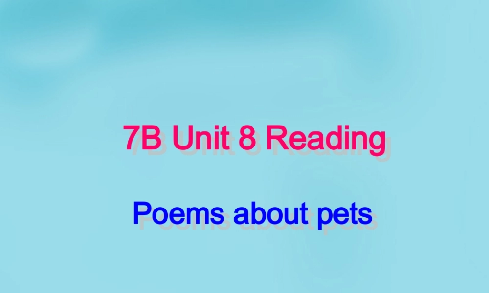 牛津译林初中英语七下 Unit 8 Pets Reading课件 .ppt