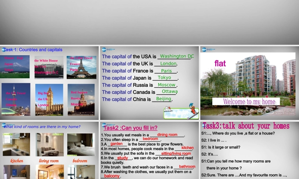 牛津译林初中英语七下Unit 1 Dream homes Revision》课件 .ppt